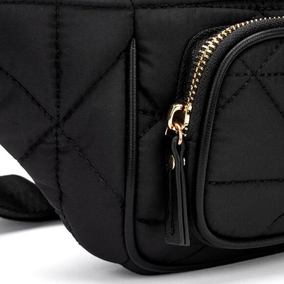 NEW WITH TAG Quilted Gold Tone Zipper Fanny Pack Waist Bag - Picture 2 of 3